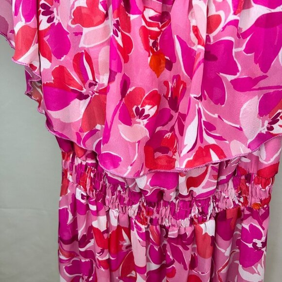 Kate and Lily Size 10 Flowy Pink Floral Tropical Maxi Dress Romantic Boho - Picture 6 of 13